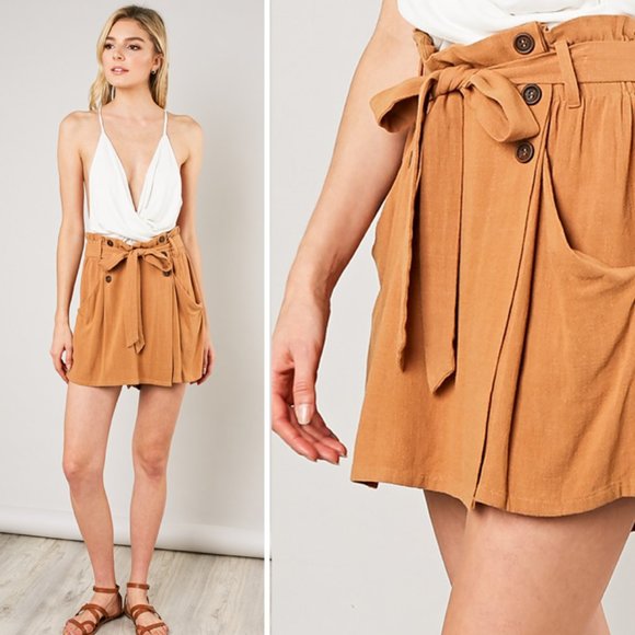 Sailor Waist Tie Linen Skort - Picture 3 of 4